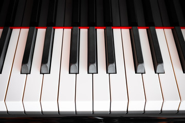 piano kayboard frontal view, straight keyboard -