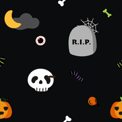 Happy Halloween seamless pattern hand drawn style
