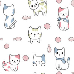 Cute animal seamless pattern hand drawn style