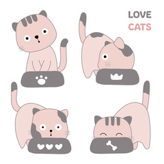Cute cats seamless pattern hand drawn style