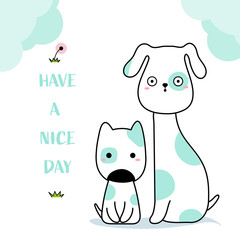 Cute dogs animal hand drawn style. Vector illustration design...