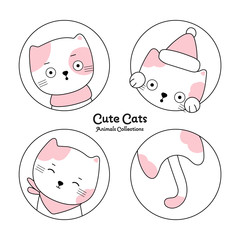 Cute cat animal hand drawn style