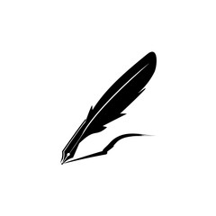 Feather pen into the inkwell. Isolated on a white background. - Vector