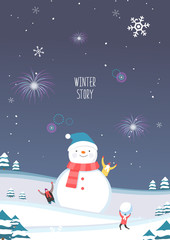 Fototapeta premium Winter travel illustration