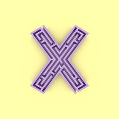 3d render maze alphabet