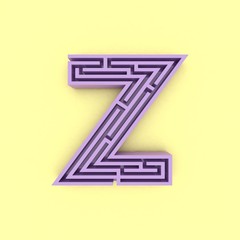 3d render maze alphabet