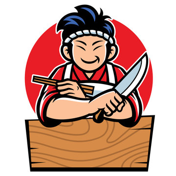 japan chef with cartoon style