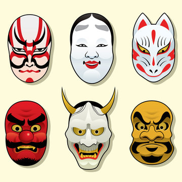 japan traditional mask set