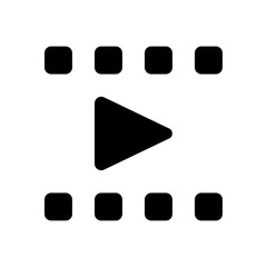 Play movie, watch film, photo strip, media icon. Black icon on white background