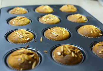 Almond Banana Cake in pan