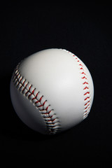A baseball in the black background.