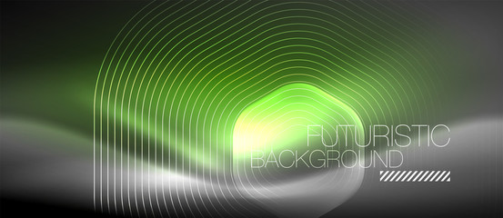 Neon glowing lines, magic energy space light concept, abstract background wallpaper design