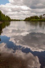 river landscape and sky reflection