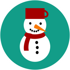 Snowman icon on green background