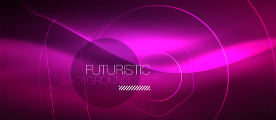 Neon glowing wave, magic energy and light motion background. Vector wallpaper template