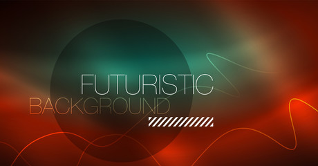 Neon lines wave background. Abstract composition