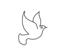 Modern dove flying line icon vector 