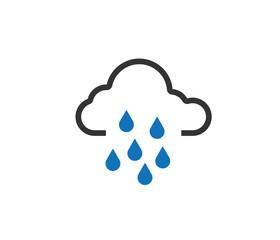 Cloud line icon with rain drop