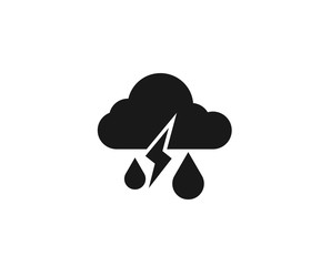Cloud icon with rain and thunderstorm