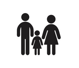 Family icon with kids on white background 