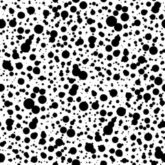 Black Seamless Pattern abstract texture with dashes or ink blobs