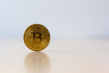 Bitcoin symbol on desk  silver texture background