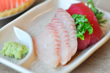 raw fish or raw tuna