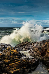 Waves crashing ashore along the Oregon coast