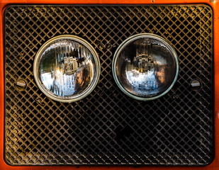 front headlights of a tractor 