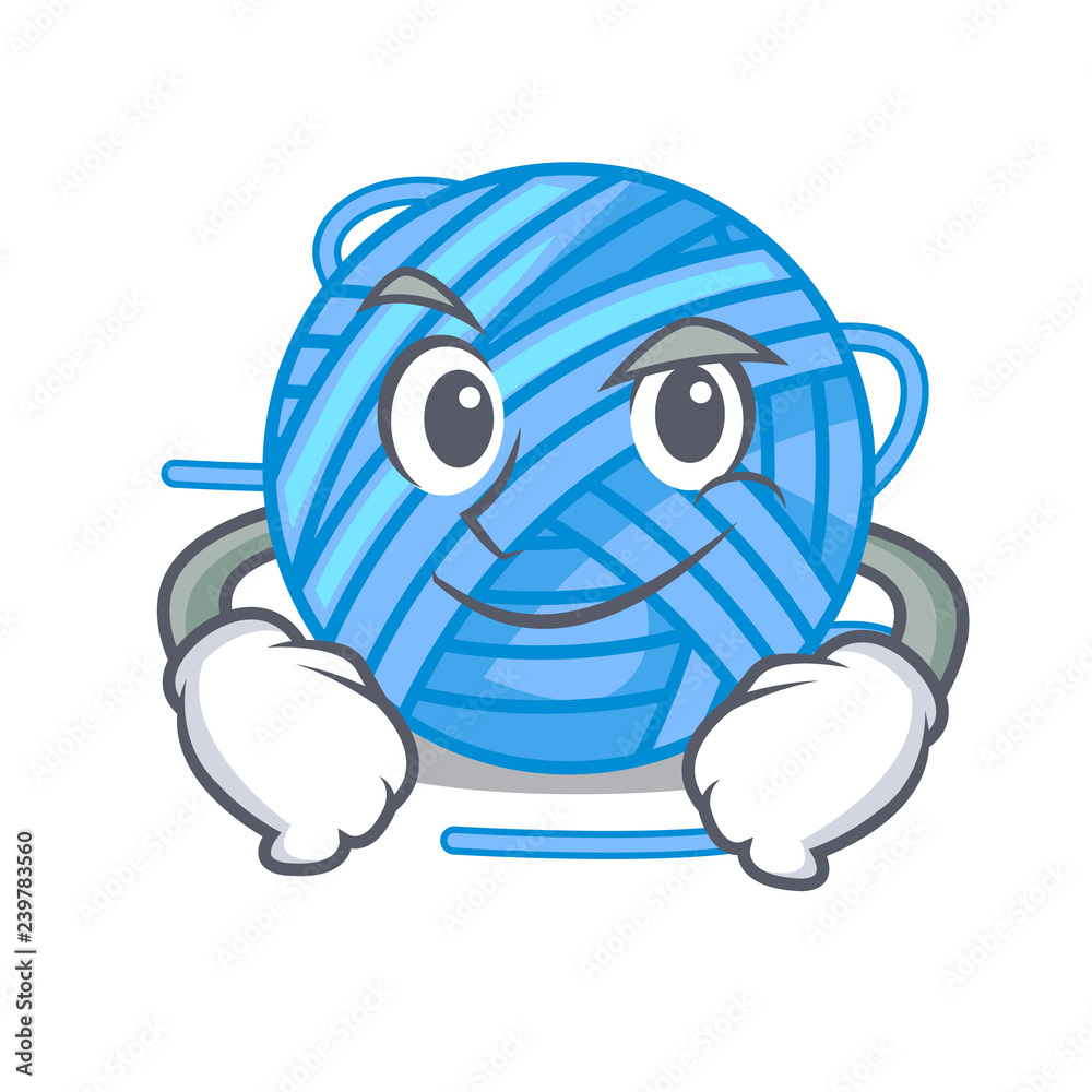 Sticker smirking wool balls isolated on a mascot