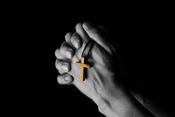 Man Praying to God with a Bible in the Morning Devotion.