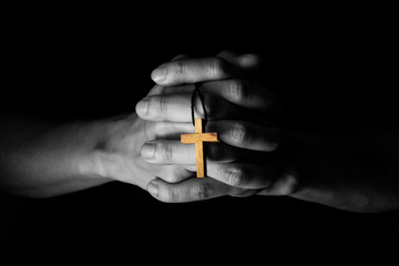 Man Praying to God with a Bible in the Morning Devotion.