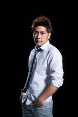 potrait shot asian man resign employer action with smart work