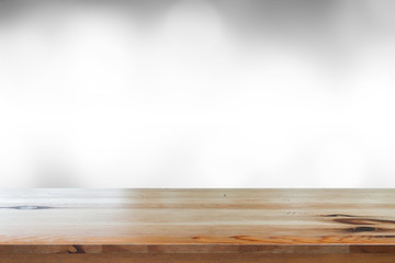Empty of desk with blurred light gray gradient bokeh abstract background
