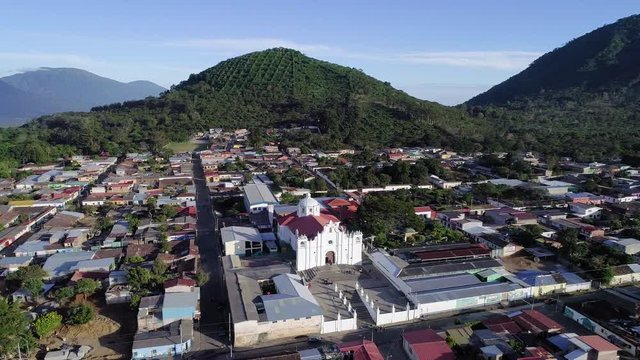Drone travels over Apaneca town in central america 02