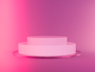 Abstract 3d composition. Romantic Pink podium backdrop for product display with geometric 3d.