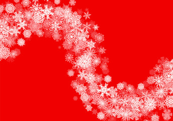 Christmas snow background with scattered snowflakes falling in winter sky for New Year or Xmas celebration