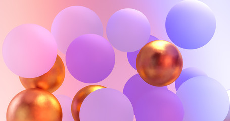 Abstract 3d render with geometric balloons for Holidays, celebration, event background. Christmas background.