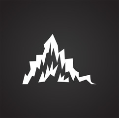 Mountain icon on black background for graphic and web design, Modern simple vector sign. Internet concept. Trendy symbol for website design web button or mobile app