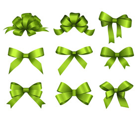 Set of green gift bows. Vector illustration. Concept for invitation, banners, gift cards, congratulation or website layout vector.