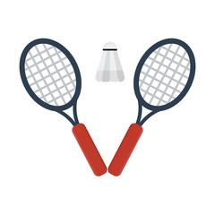 badminton icon vector in flat style on white background. Badminton racket. Badminton ball.