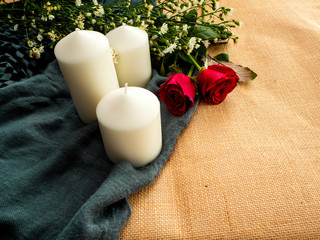 Rose with candles valentines day ornaments