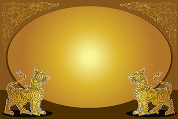 Thai lion (Singha) traditional or ancient design for  invitation, greeting card, background, back drop, banner