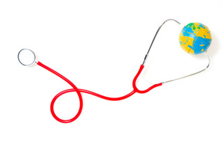 Concept world health day, Red Stethoscope