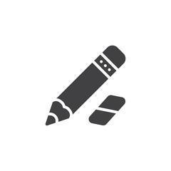 Pencil and eraser vector icon. filled flat sign for mobile concept and web design. Drawing tool simple solid icon. Symbol, logo illustration. Pixel perfect vector graphics