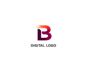 Digital logo icon. Letter B vector element
