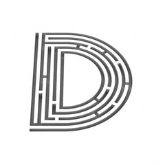3d render maze alphabet letter