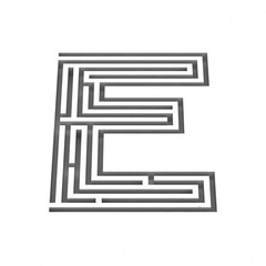 3d render maze alphabet letter