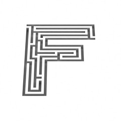3d render maze alphabet letter