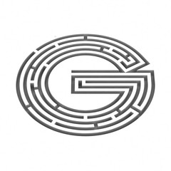 3d render maze alphabet letter